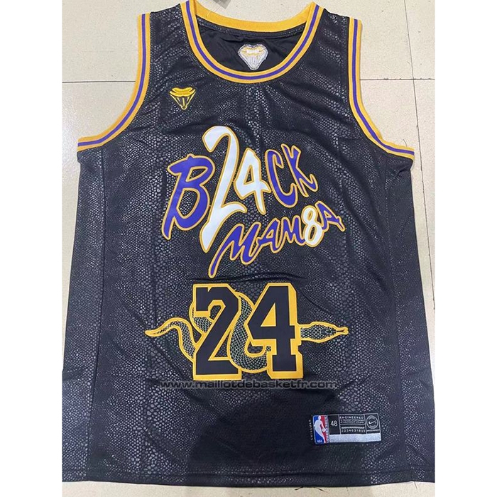 Maillot Los Angeles Lakers Kobe Bryant #24 Black Mamba Snakeskin Noir
